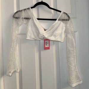 Edikted size M white lace long-sleeve crop top